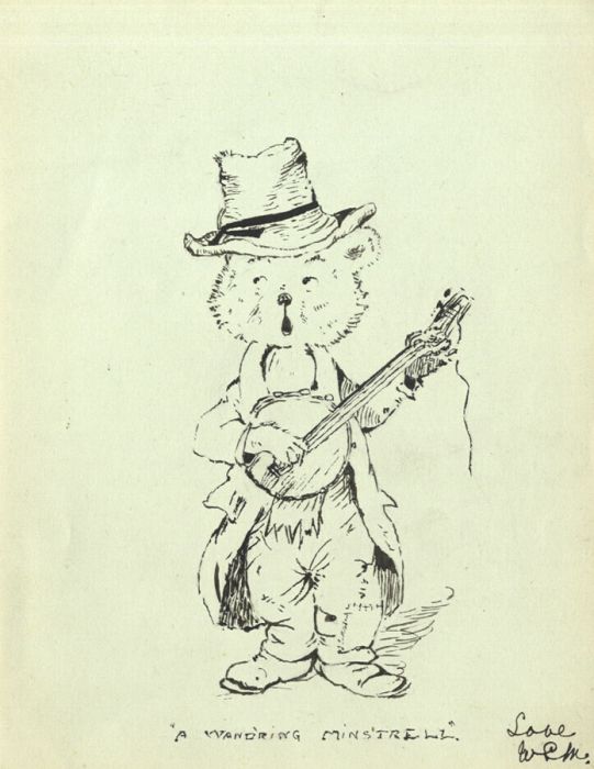 Monogram WRM - 19th Century Pen and Ink Drawing, "A Wand'ring Minstrel"