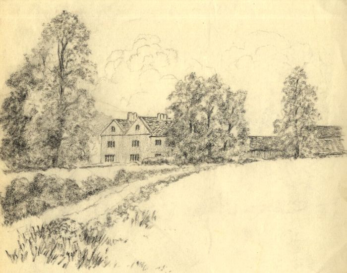 1942 Charcoal Drawing - Calne