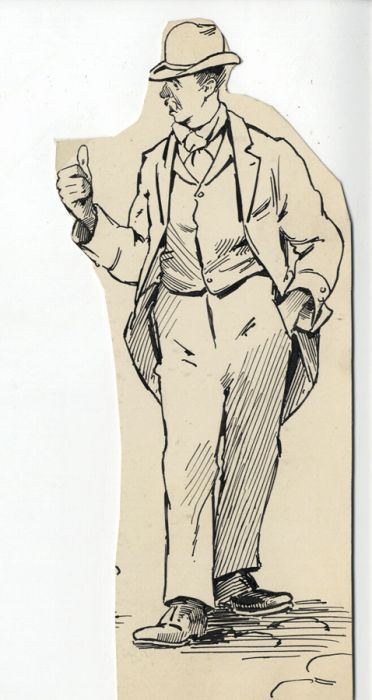 L.J. Webster - Early 20th Century Pen and Ink Drawing, Strolling Man