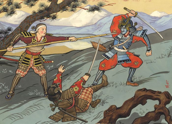 L.J. Webster - Early 20th Century Gouache, Warrior Battle