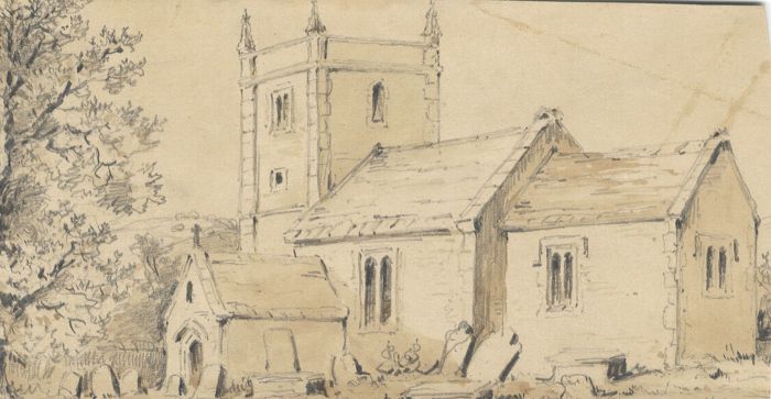 19th Century Graphite Drawing - Church