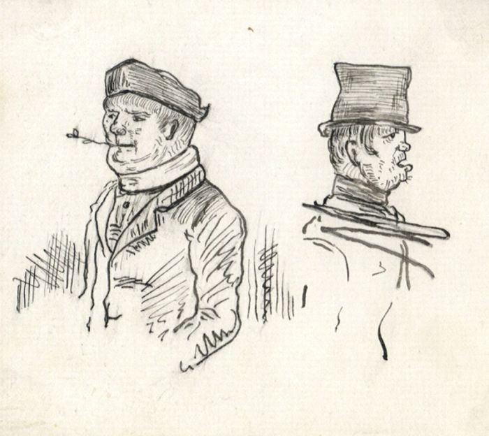 Early 20th Century Pen and Ink Drawing - Two Men
