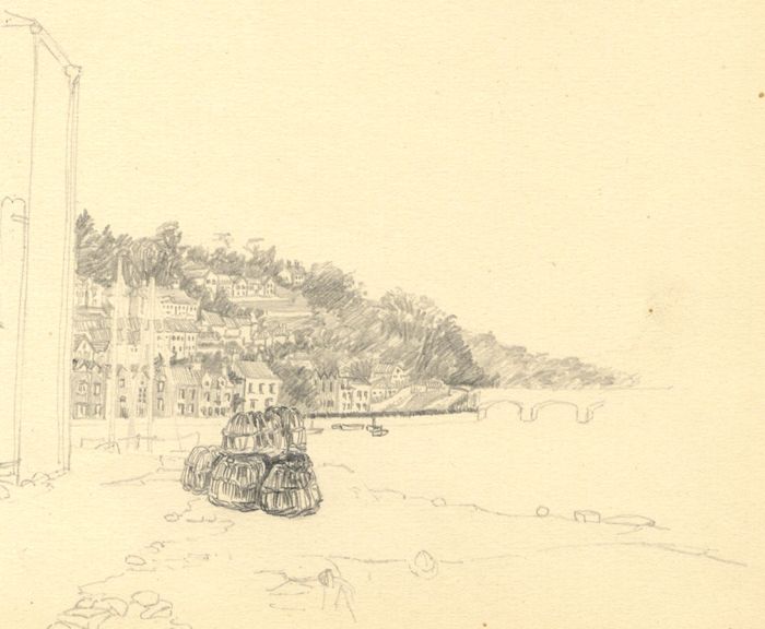 W H Tukes - Early 20th Century Graphite Drawing, Quay, West Looe