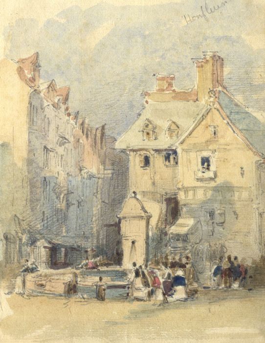 19th Century Watercolour - Honfleur, Normandy, France