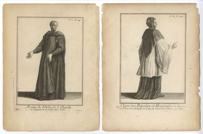 Pierre Giffart - Set of 6 18th Century Engravings, Costumes of Religious Orders