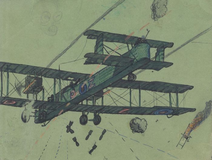 Graham Coton - Mid 20th Century Pen and Ink Drawing, Bomber Plane