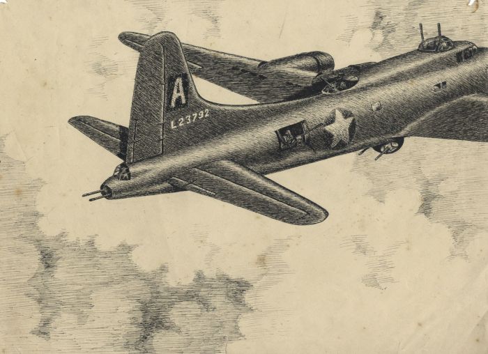 Graham Coton - Mid 20th Century Pen and Ink Drawing, Military Aircraft