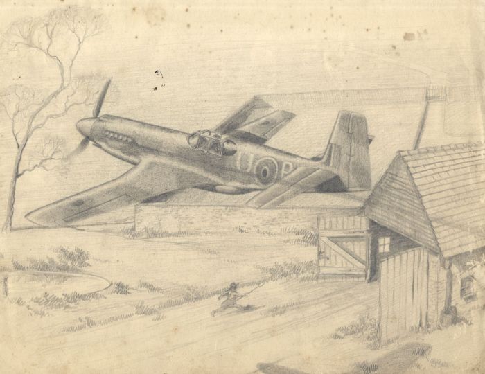 Graham Coton - Mid 20th Century Graphite Drawing, Low Flying Military Aircraft
