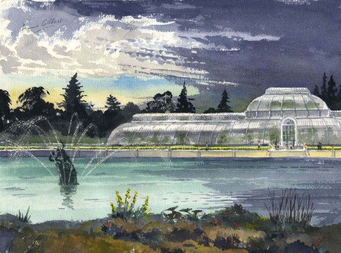 Dennis Gilbert NEAC - Mid 20th Century Watercolour, Palm House, Kew Gardens