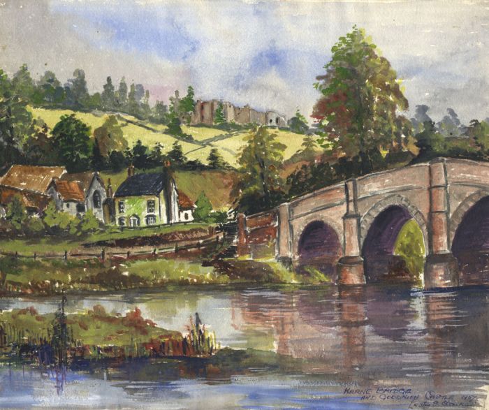 Lester S. Clarke - 1957 Watercolour, Kerne Bridge and Goodrich Castle