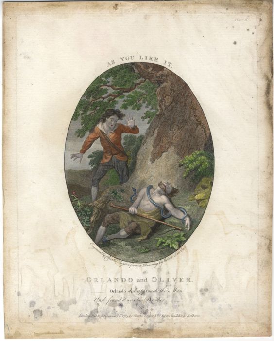 Charles Taylor - 1783 Engraving, Orlando and Oliver, As You Like it