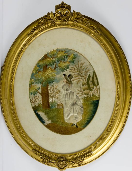 Georgian Embroidery - Silkwork with Hand Painting, Lady Walking
