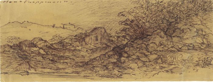 Hans Krappmann - Early 20th Century Pen and Ink Drawing, Rocky Landscape