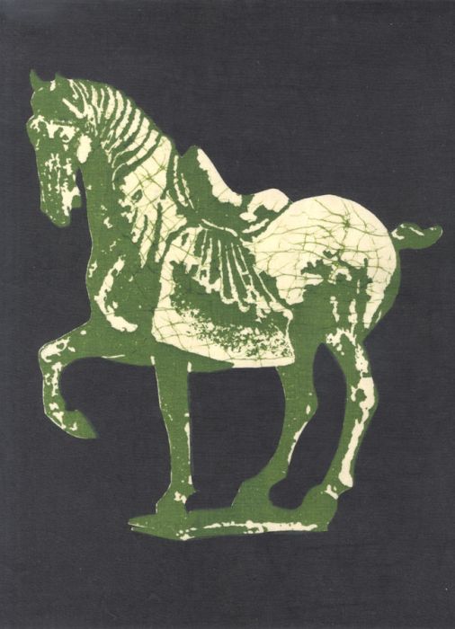 Taiwanese Contemporary Mixed Media - Tang Horse Batik Textile