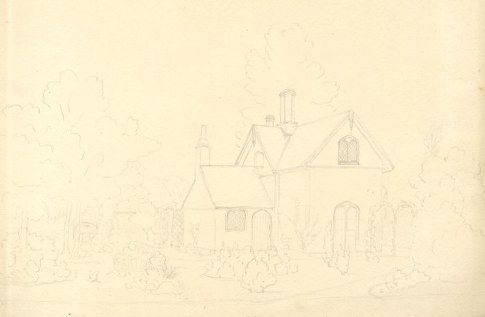Late 19th Century Graphite Drawing - Cottage, Leckhampton, Gloucestershire