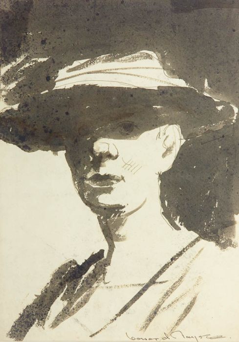 Leonard May - 1952 Pen and Ink Drawing, Portrait of Lady