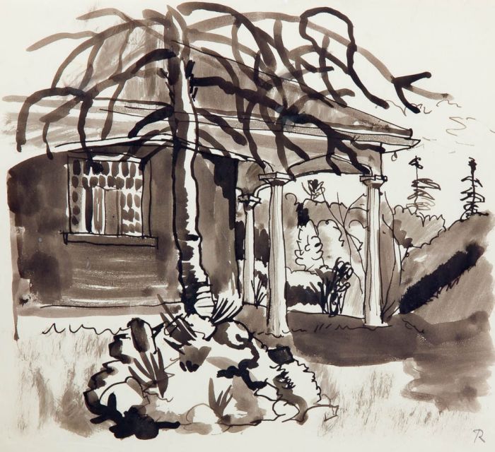 William Redgrave - Early 20th Century India Ink, House with Porch
