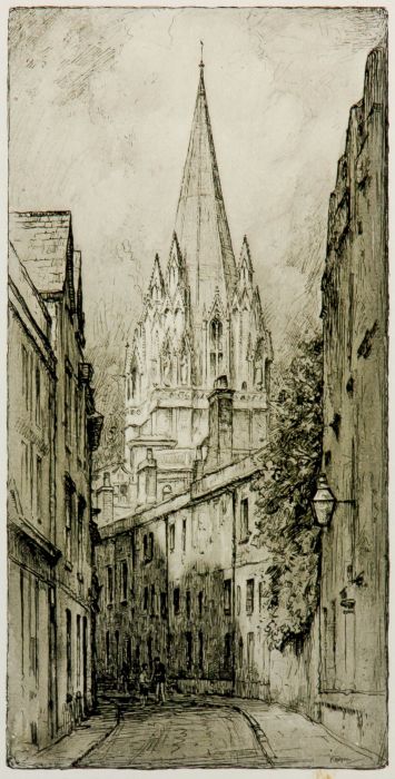 F. Robson - Early 20th Century Etching, St Mary's Church, Oxford