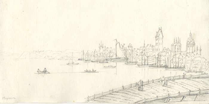 19th Century Graphite Drawing - Mayence (Mainz) Germany
