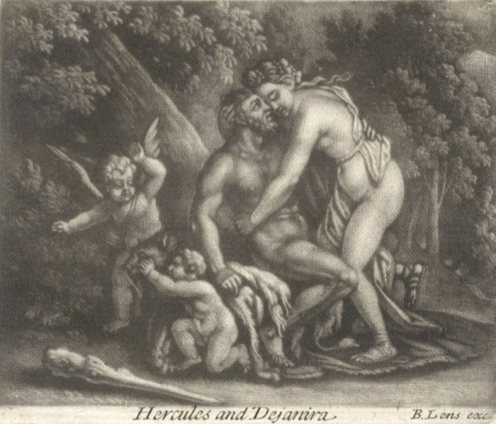 Bernard Lens II - 1690 Mezzotint, Hercules and Dejanira