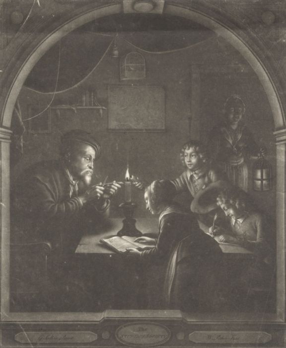 William Pether after Schalcken - 18th Century Mezzotint, Studious Society