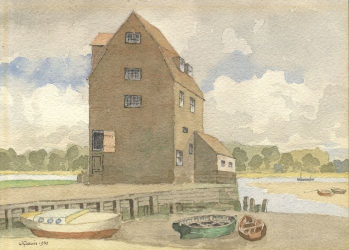 W.G. Lewis - 1962 Watercolour, Woodbridge Mill, Suffolk