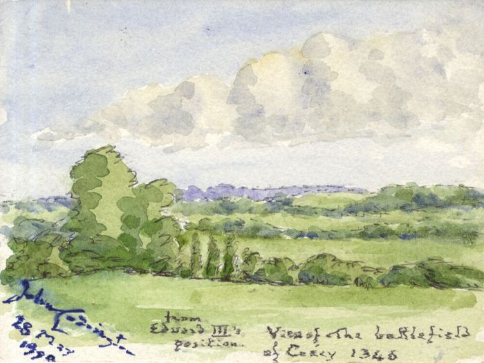 John Codrington - 1990 Watercolour, View of the Battlefield of Crécy