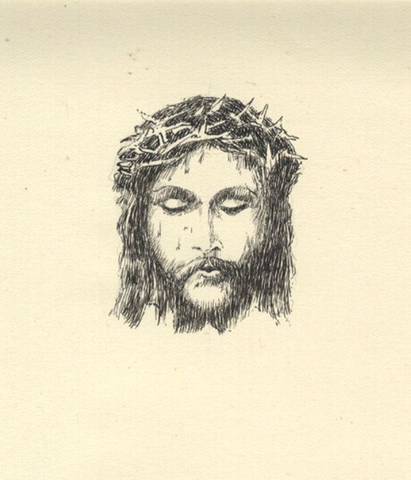 W.G. Lewis - Mid 20th Century Pen and Ink Drawing, Jesus with Crown of Thorns