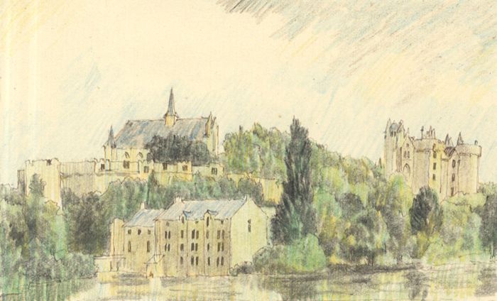 W.G. Lewis - Mid 20th Century Coloured Pencil, Montreuil-Bellay