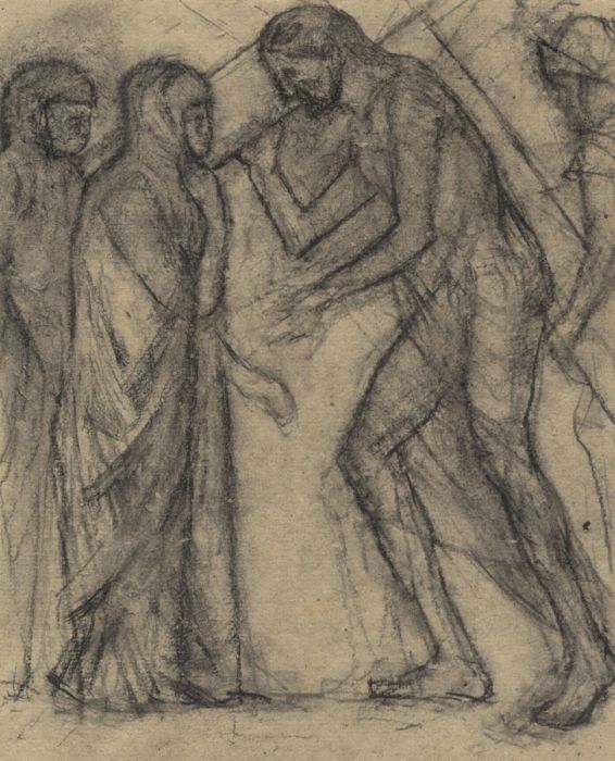 David Thomas - Contemporary Charcoal Drawing, Christ Meets his Mother