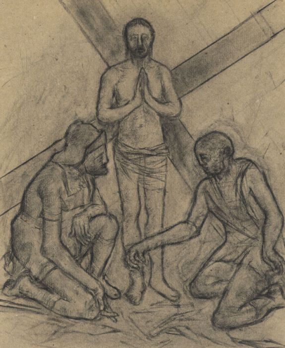 David Thomas - Contemporary Charcoal Drawing, Christ is Stripped of his Garments