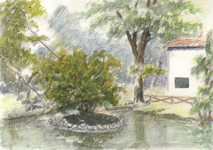 Philip Watts - Mid 20th Century Watercolour, House and Gardens