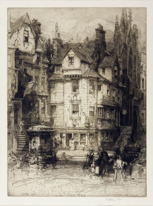 E. Hedley Fitton RE - Early 20th Century Etching, John Knox's House, Edinburgh