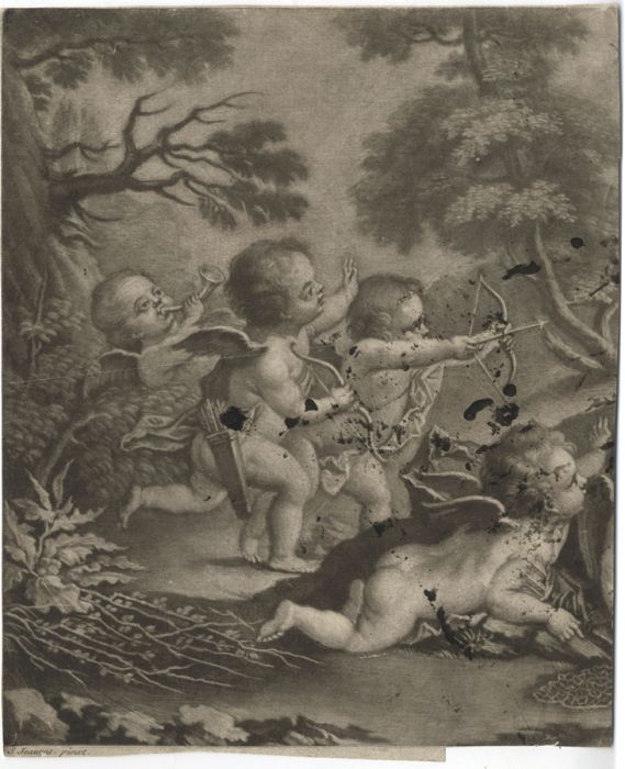 19th Century Mezzotint - Cupids after S Jeaurat