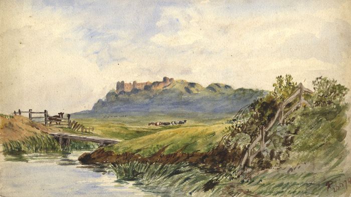 R. Paul - 1874 Watercolour, View of Arundel Castle