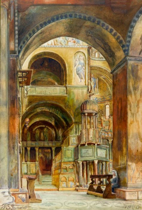 Walter Spencer Stanhope Tyrwhitt - 1890 Watercolour, Interior, St Marks Venice