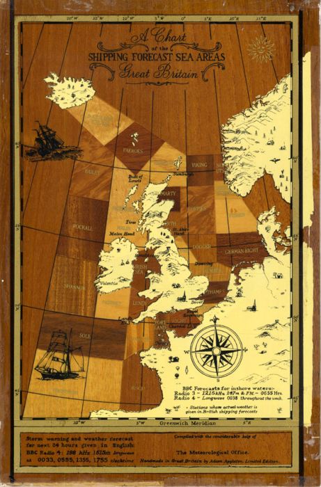 Mid 20th Century Marquetry - Shipping Forecast Sea Areas of Great Britain