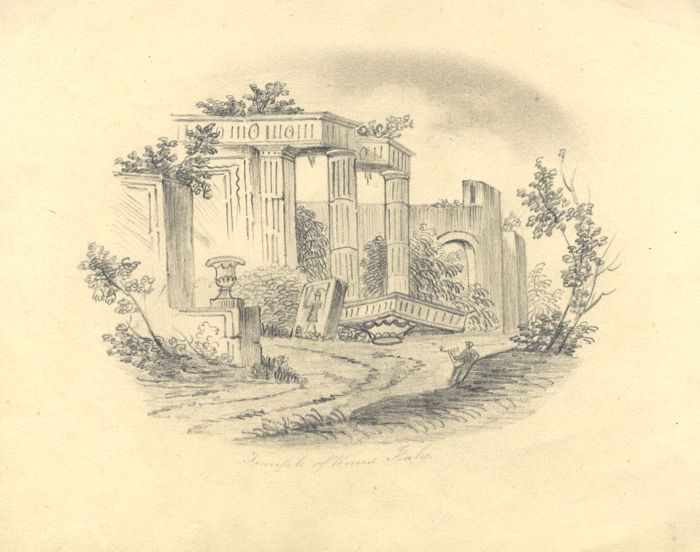 19th Century Graphite Drawing - Temple of Venus, Italy