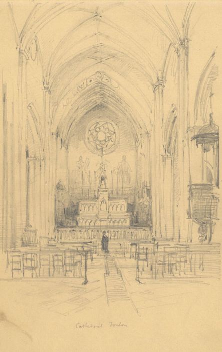 Rev Henry Robinson Wadmore - 19th Century Graphite Drawing, Cathedral, Toulon