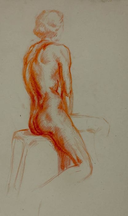 Jean Stanway - Early 20th Century Chalk Drawing, Female Figure Study