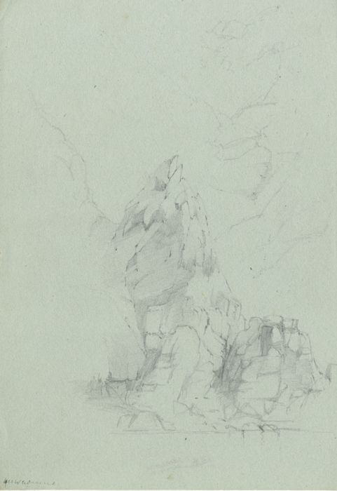 Rev Henry Robinson Wadmore - 19th Century Graphite Drawing, Rocky Cliffs