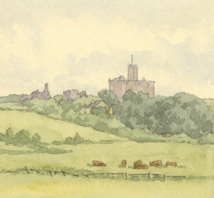 W.G. Lewis - 1962 Watercolour, Warkworth Castle