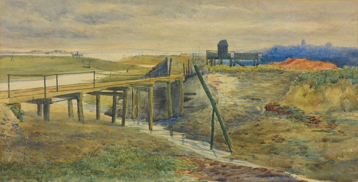 Early 20th Century Watercolour - Extensive Estuary View