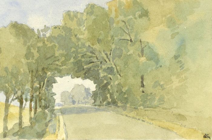 W.G. Lewis - Mid 20th Century Watercolour, Road near West Hoathly, West Sussex
