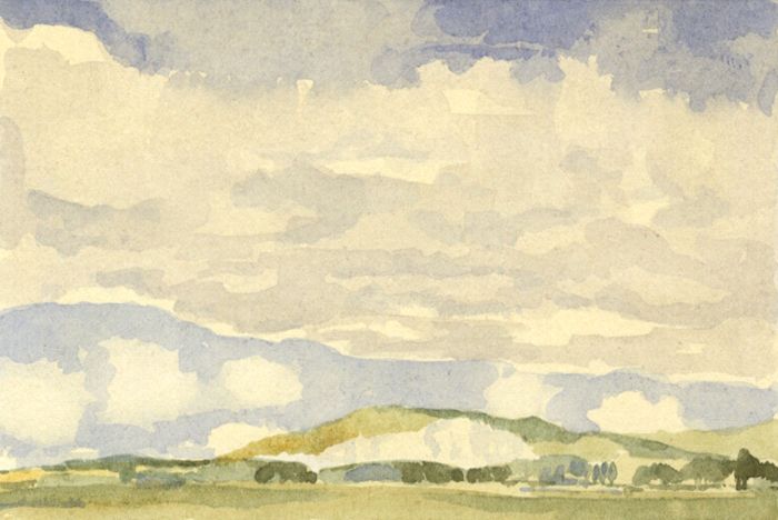 W.G. Lewis - Mid 20th Century Watercolour, Clouds on the Downs