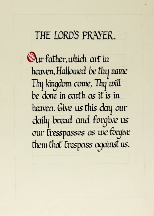 Barbara Catchpole - 1958 Pen and Ink Drawing, Calligraphy-The Lord's Prayer