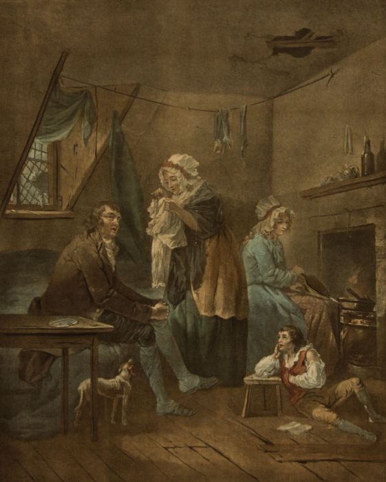 After Morland - 1794 Mezzotint, The Effects of Extravagance & Idleness