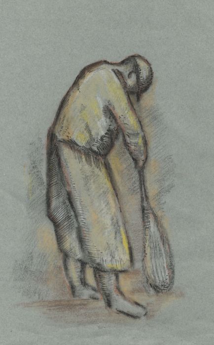 Mid 20th Century Pastel - Figure at Work