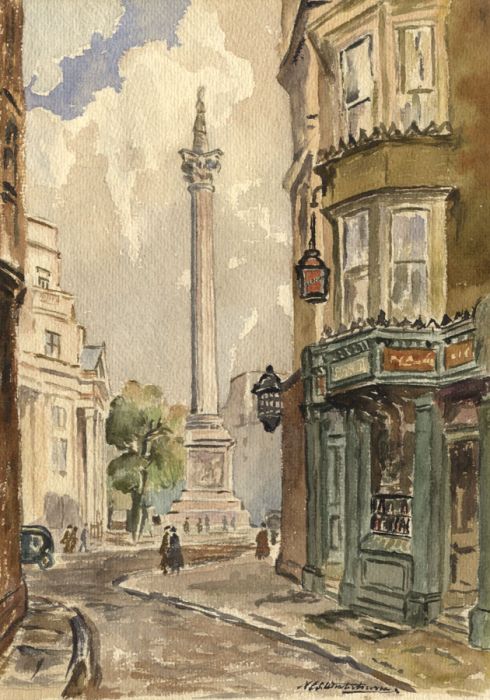 N.E.S. Winterbourne - Early 20th Century Watercolour, Nelson's Column, London