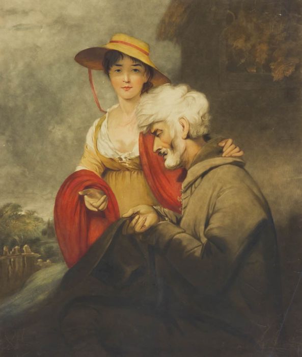 William Ward after W. Owen - 1804 Mezzotint, The Blind Beggar of Bethnal Green
